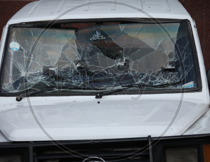 Wrecked Car Front Glass