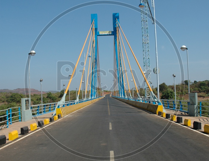 Cable stayed bridge connecting Aldona and Corjuem