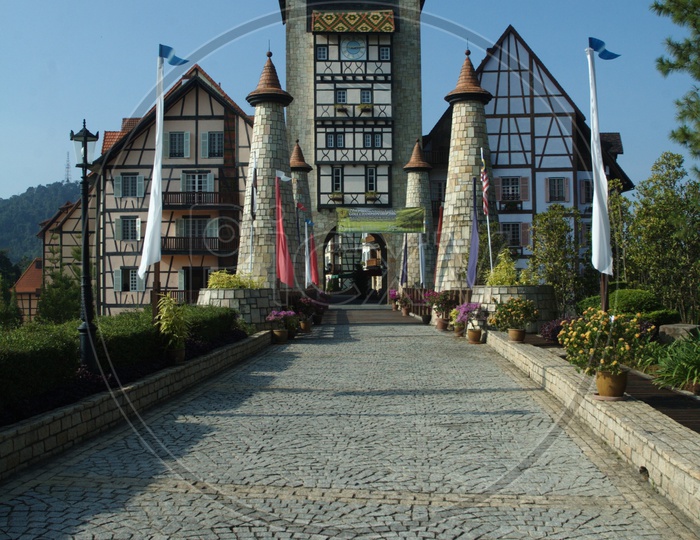 Berjaya hills resort with French-themed village buildings