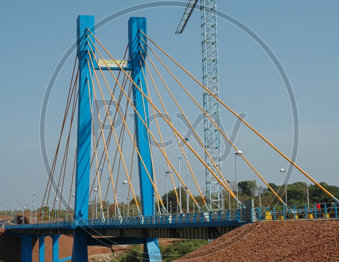 Infrastructure of Cable stayed bridge connecting Aldona and Corjuem