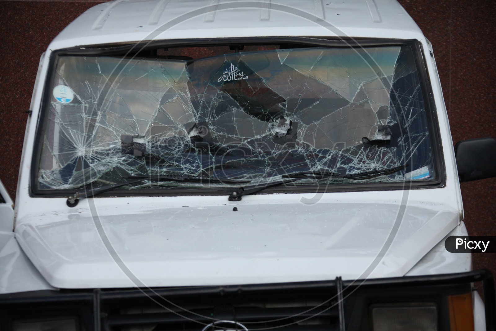 Wrecked Car Front Glass