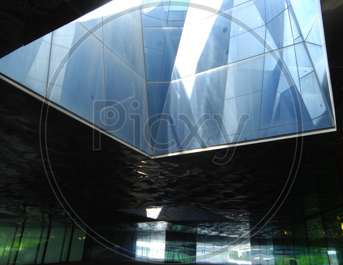 Architecture of a building with glass see through
