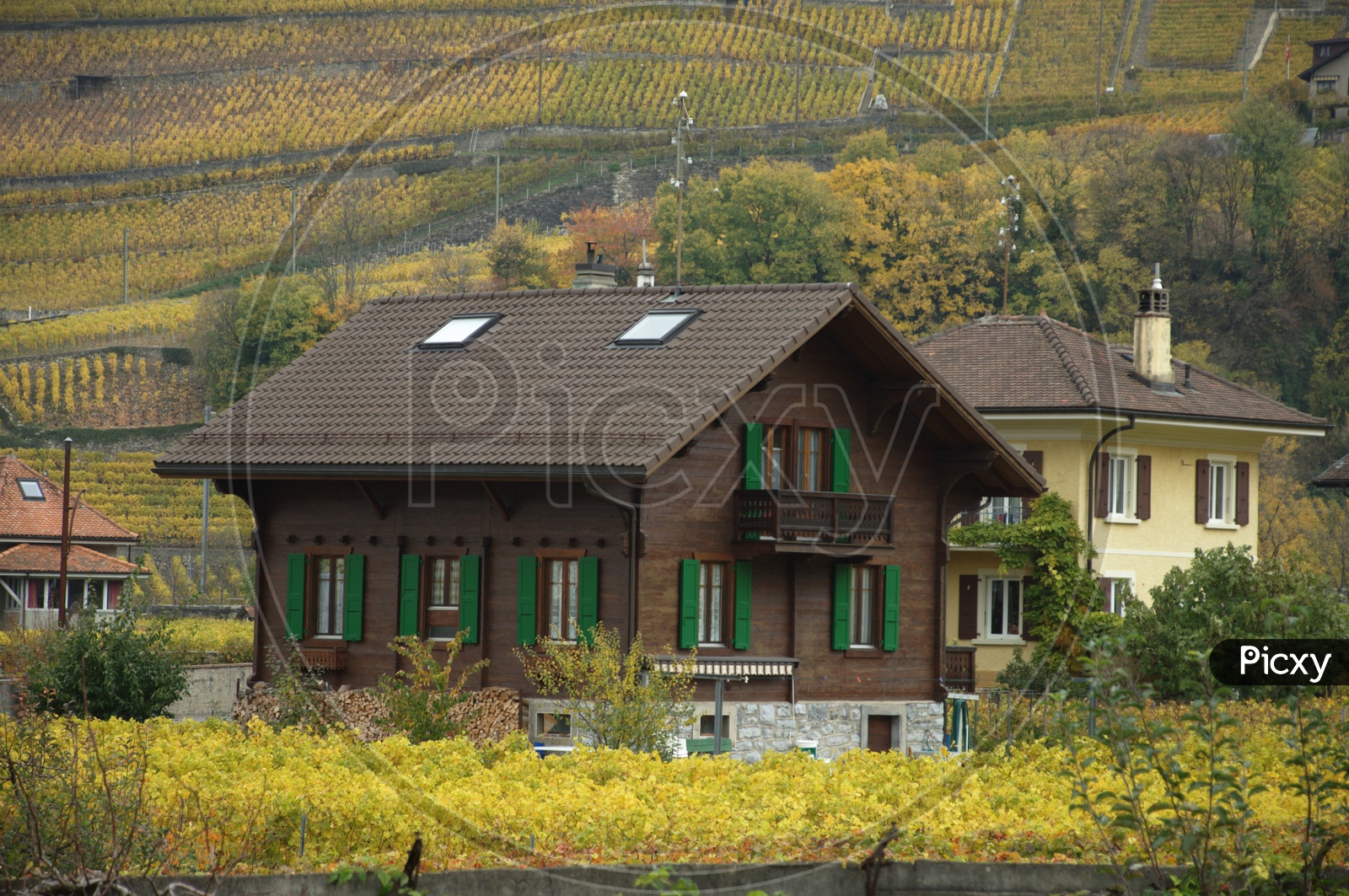 Houses On the Plateaus in Switzerland