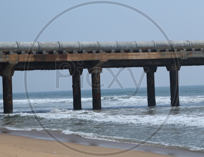 Ennore broken bridge at the beach near Chennai