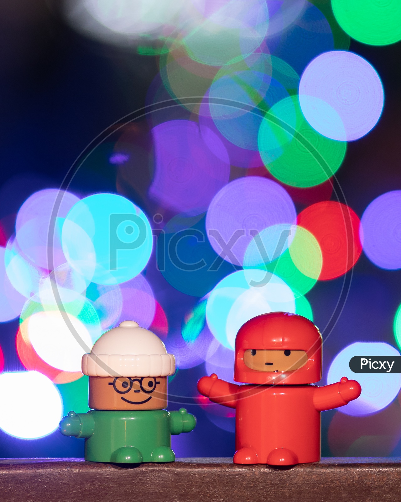 Miniature Toys With Led Bokeh Background