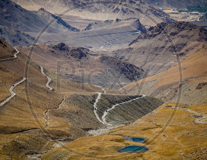Landscape of road patterns through the hills