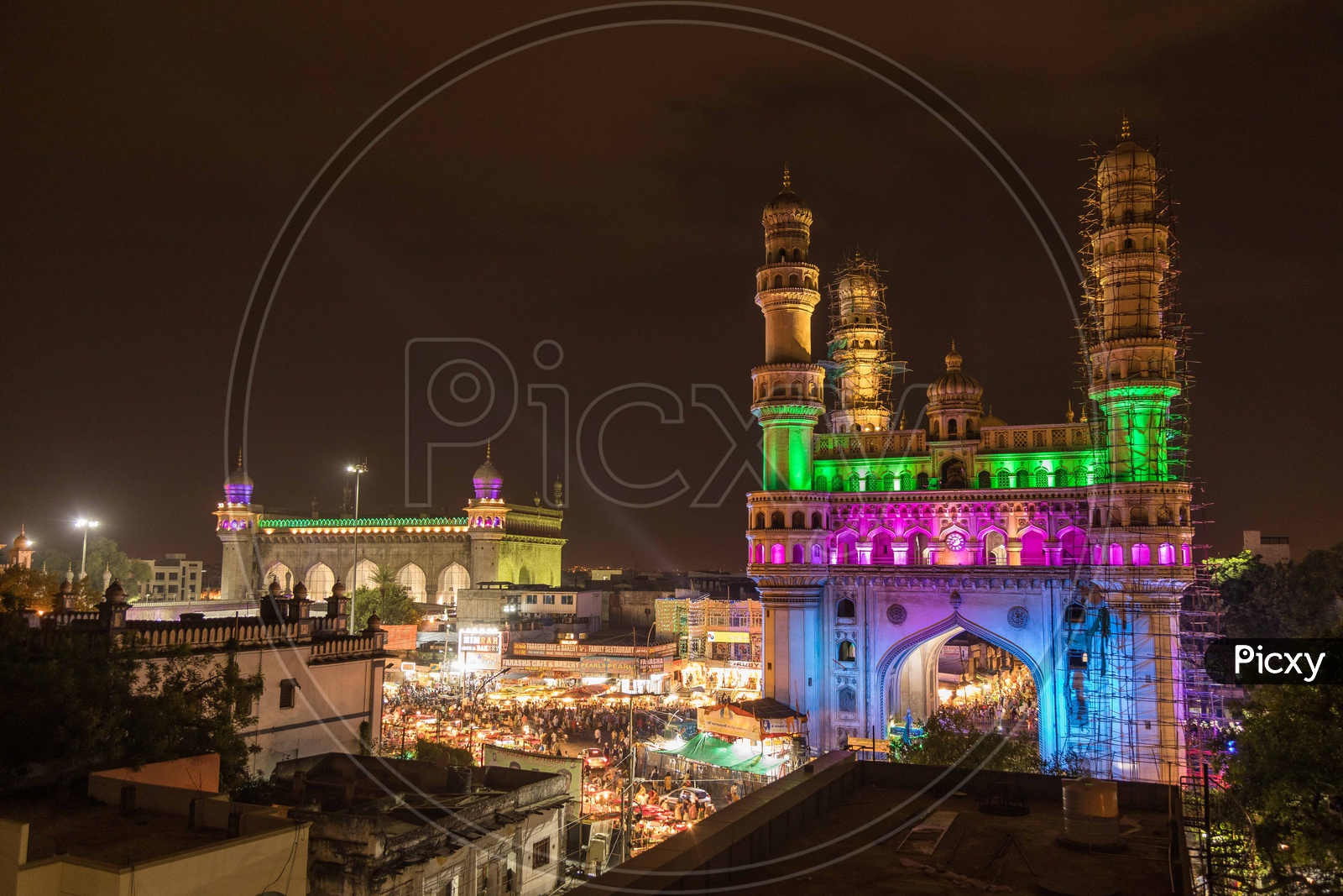 View of Charminar lights during the Ramadan Season
