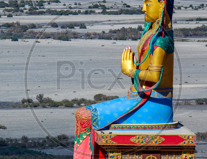 Big Maitreya Buddha statue at Diskit Monastery, Nubra valley