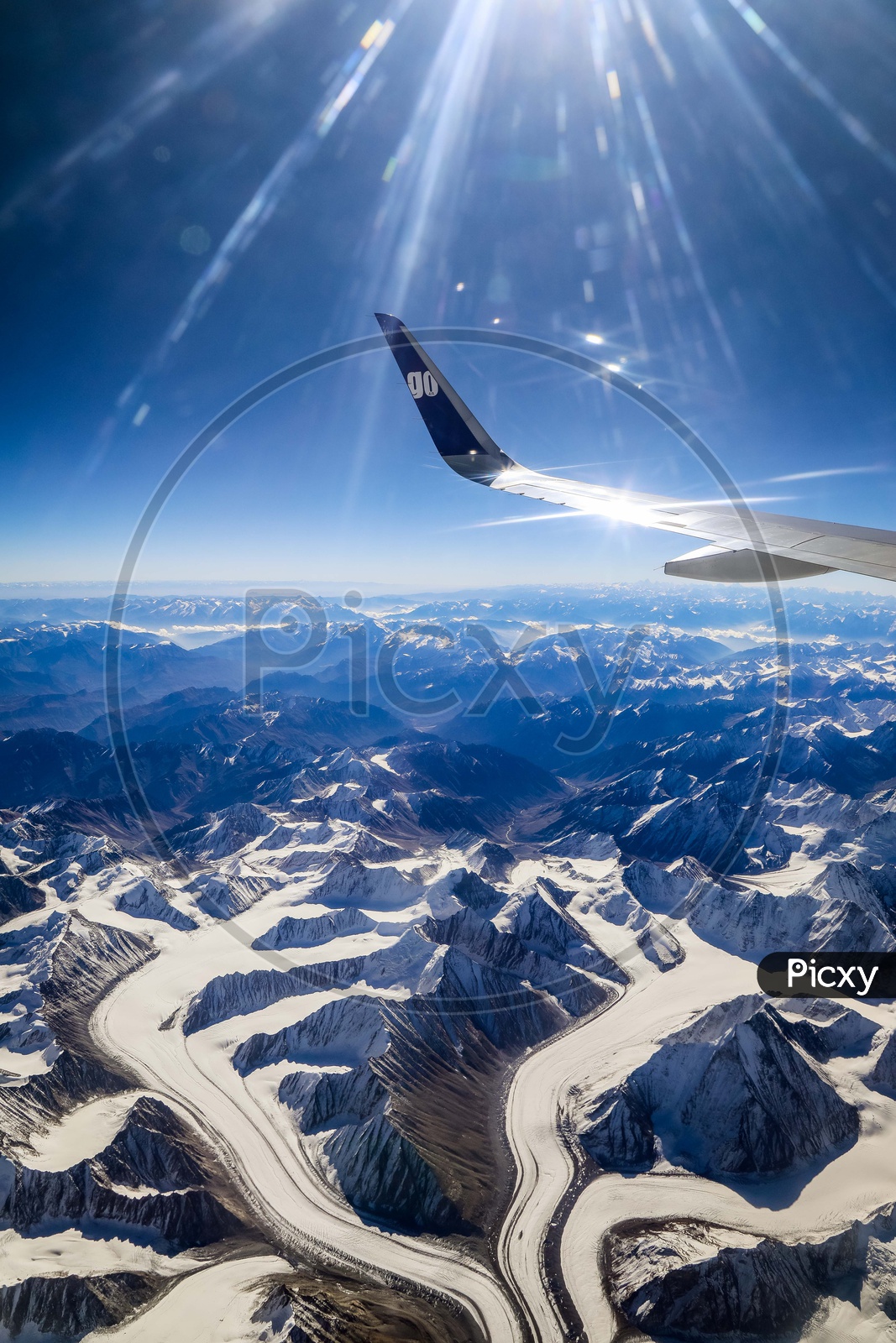 Aerial view of beautiful leh mountains Captured from flight window