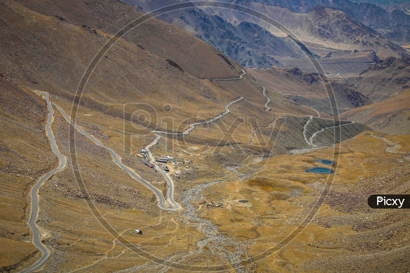 Aerial view of the road patterns through the hills