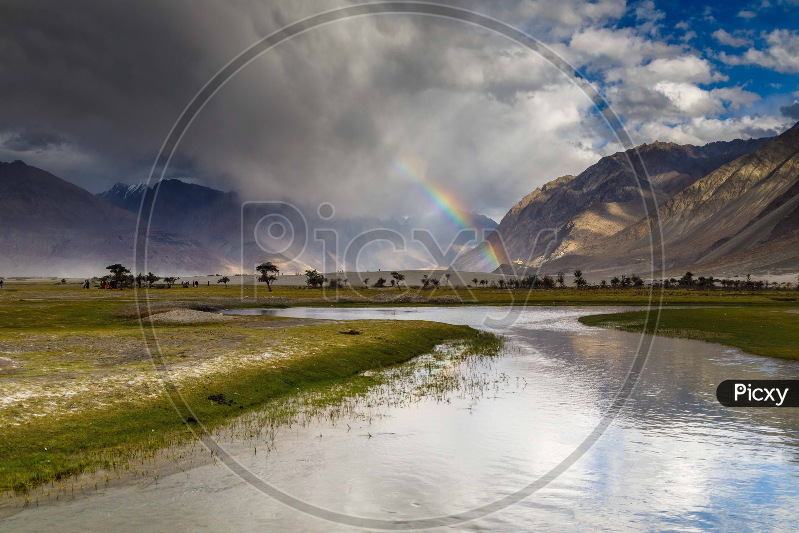 Landscape of rainbow over the mountains