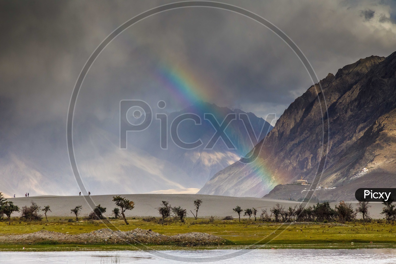 Landscape of rainbow over the mountains