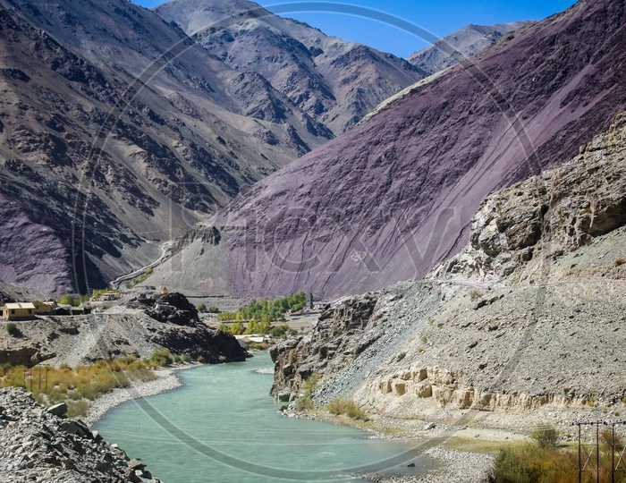 Indus River flowing through the mountains