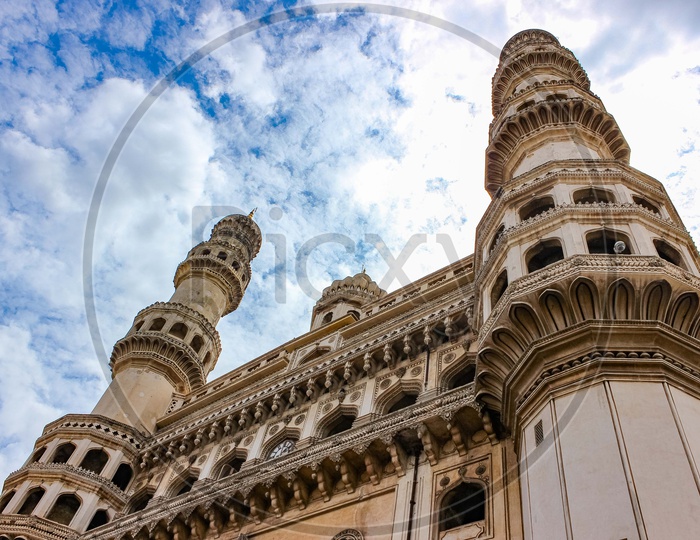 Architecture of Charminar in daylight with blue sky