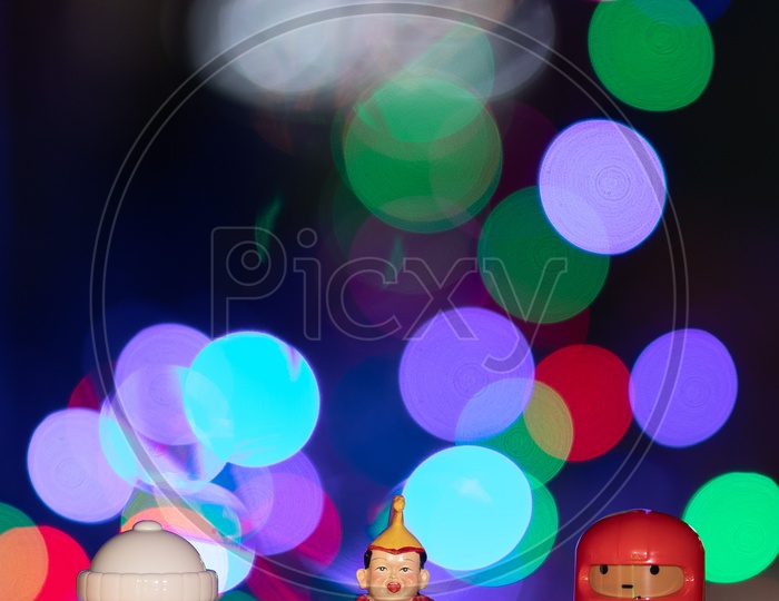 Miniature Toys With Led Bokeh Background
