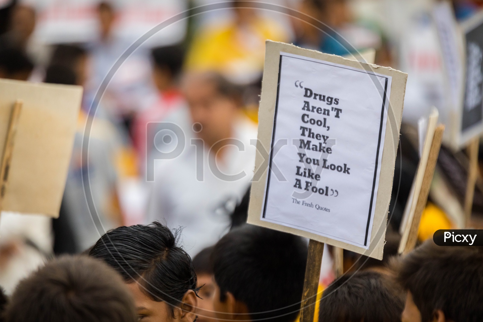 Slogan Placards In a rally against The Drugs