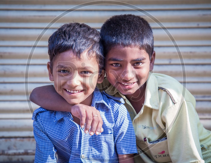 Portrait of two boys smiling