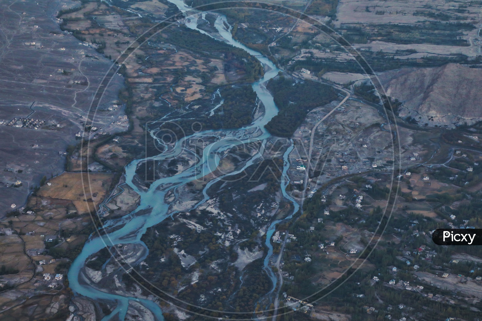 Aerial view of river system