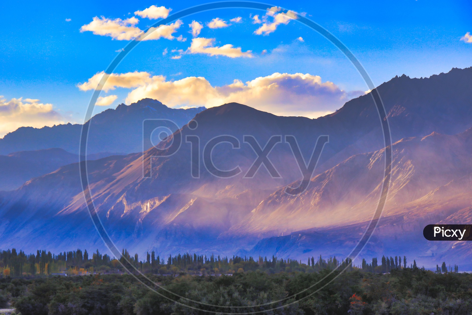 Landscape of mountains during the sunrise