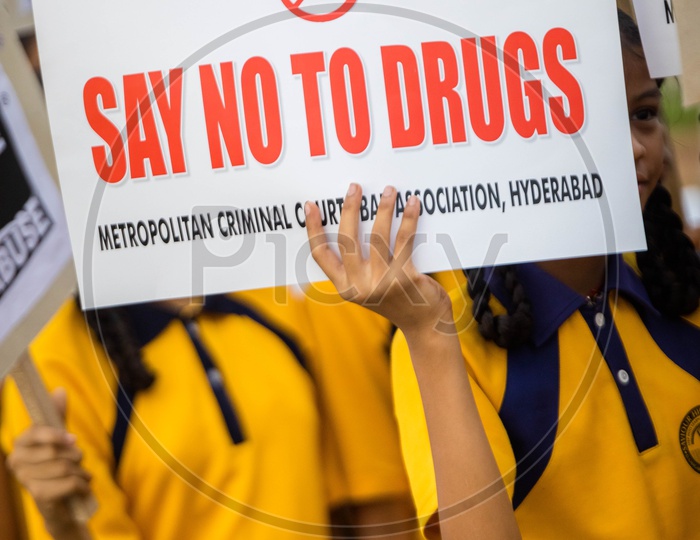 Slogan Placards in a Rally Against Drugs