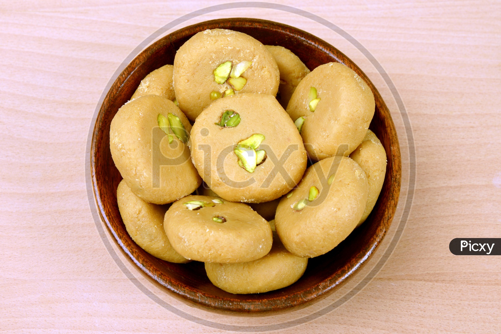 Indian sweet food, Pedha or Peda, arrange in a bowl to serve
