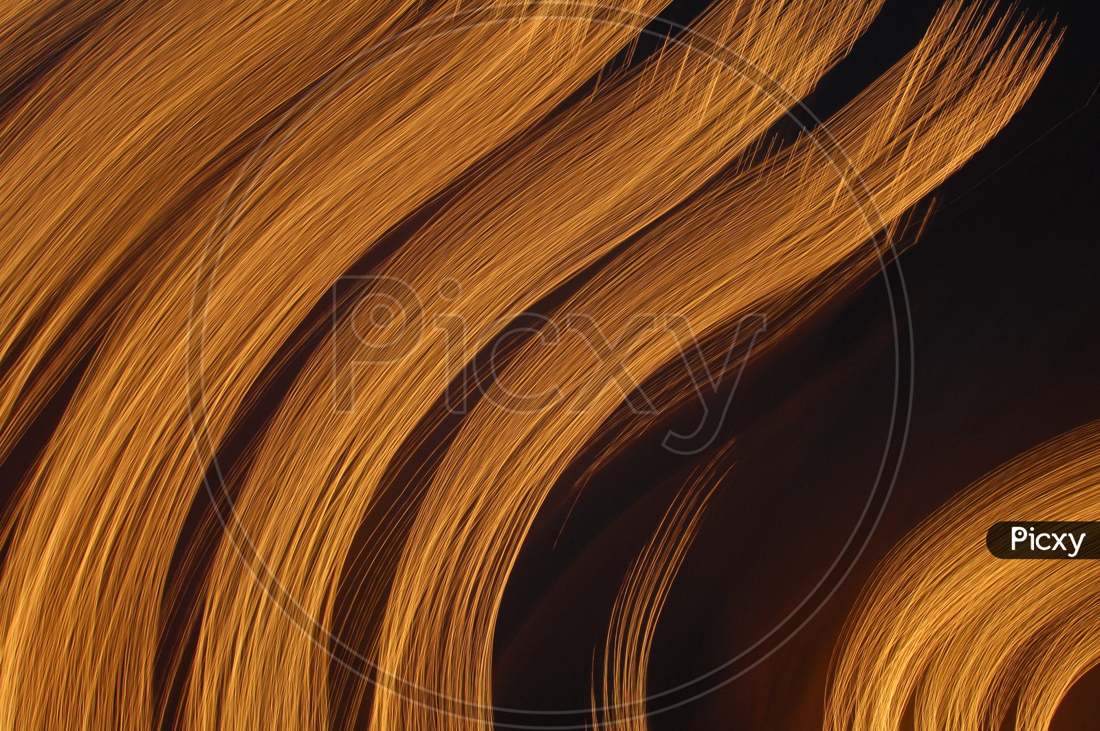 Curves of Orange on Black - High Resolution Illustration - Illustration