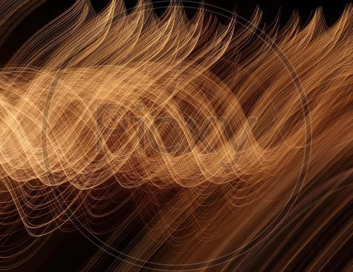 Abstract of light trail wavy pattern with black background