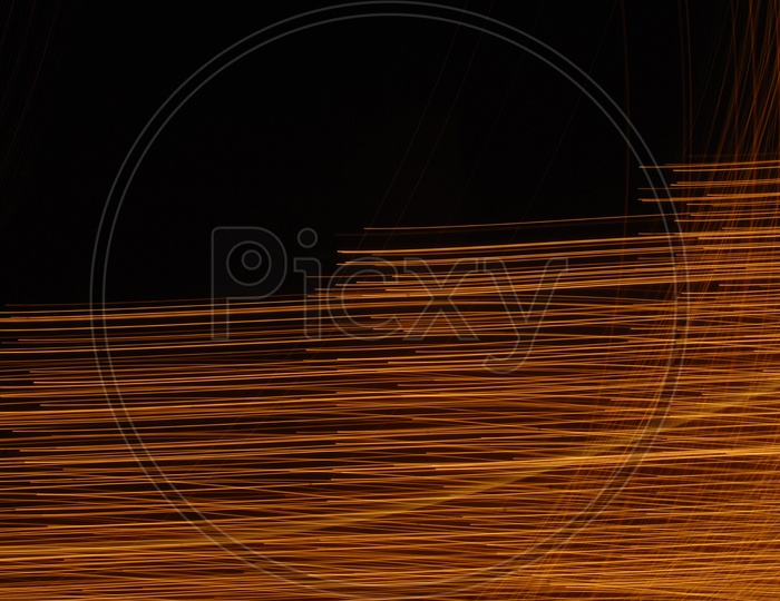 Abstract of light trail pattern lines with black background