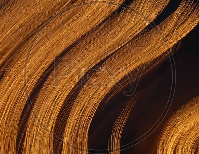 Curves of Orange on Black - High Resolution Illustration - Illustration
