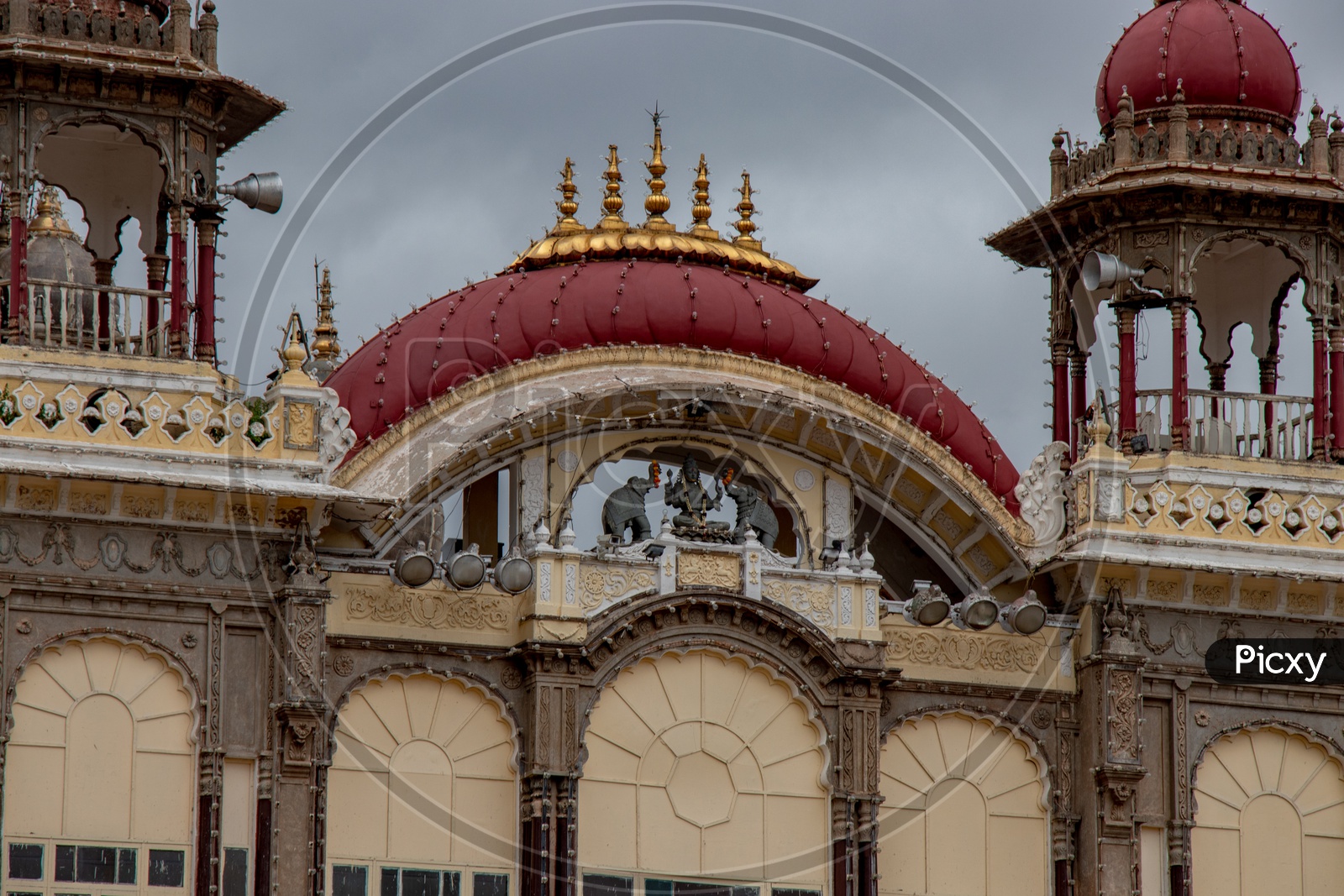 Architecture Of Mysore Palace With Sculpture