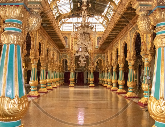 Architecture of Mysore Palace With Pillars And Darbar Halls
