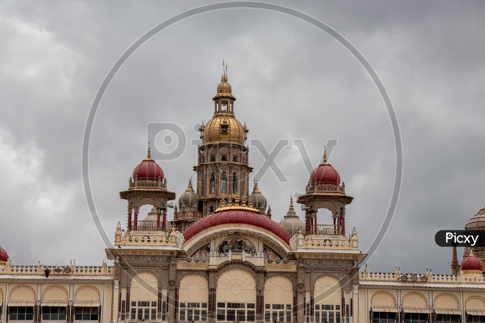 Architecture Of Mysore Palace With Domes And Designs