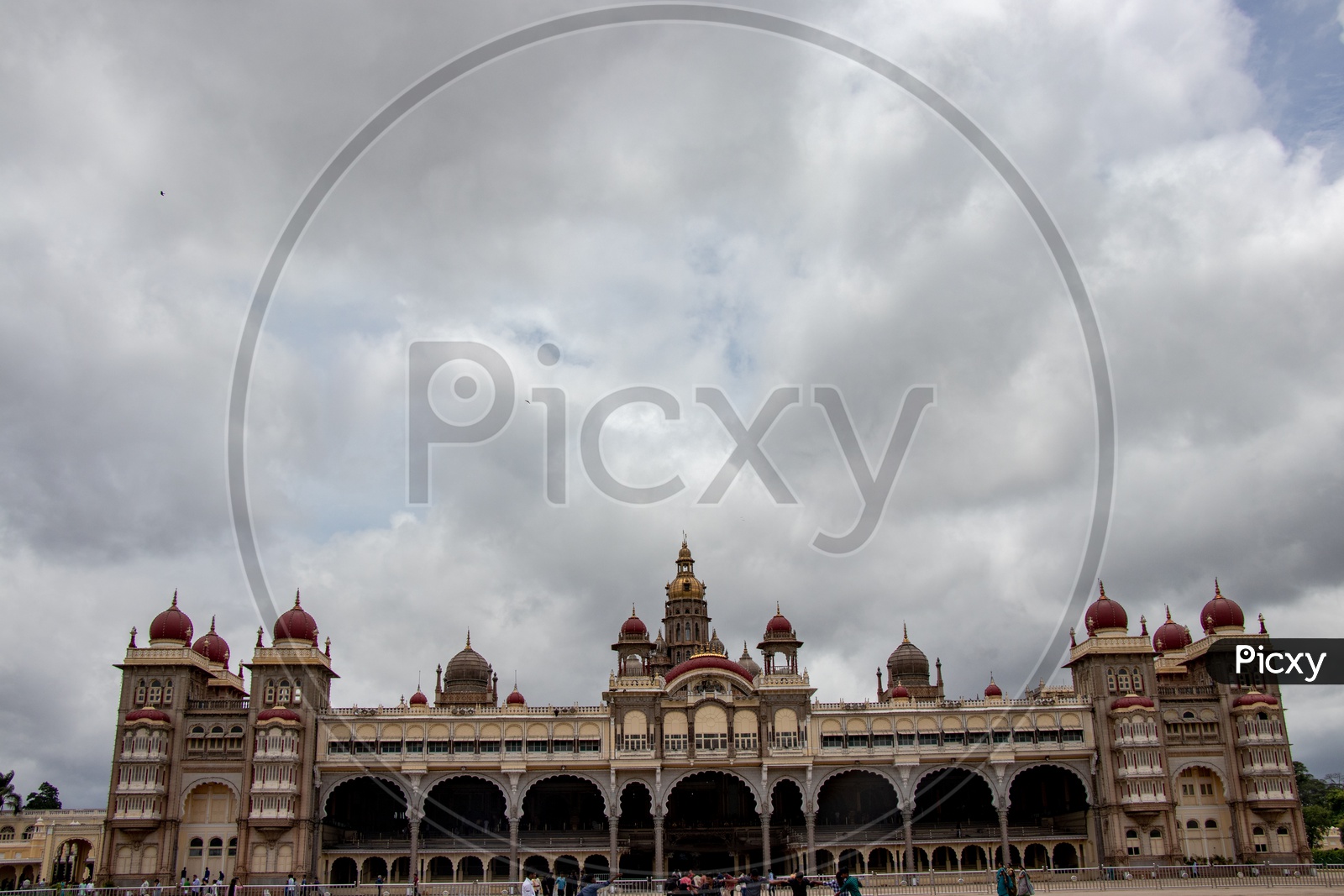 Mysore Palace On a Cloudy Day With Dark Clouds