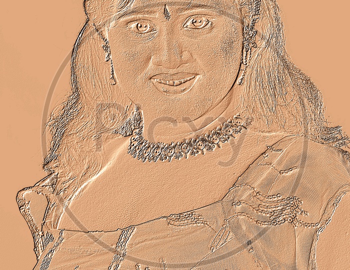 Sketch of Indian woman wearing necklace