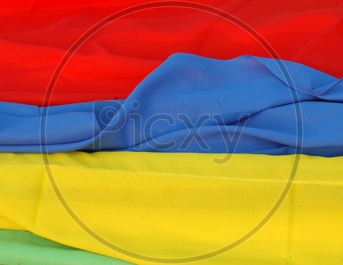 Red Blue and Yellow colour cloths