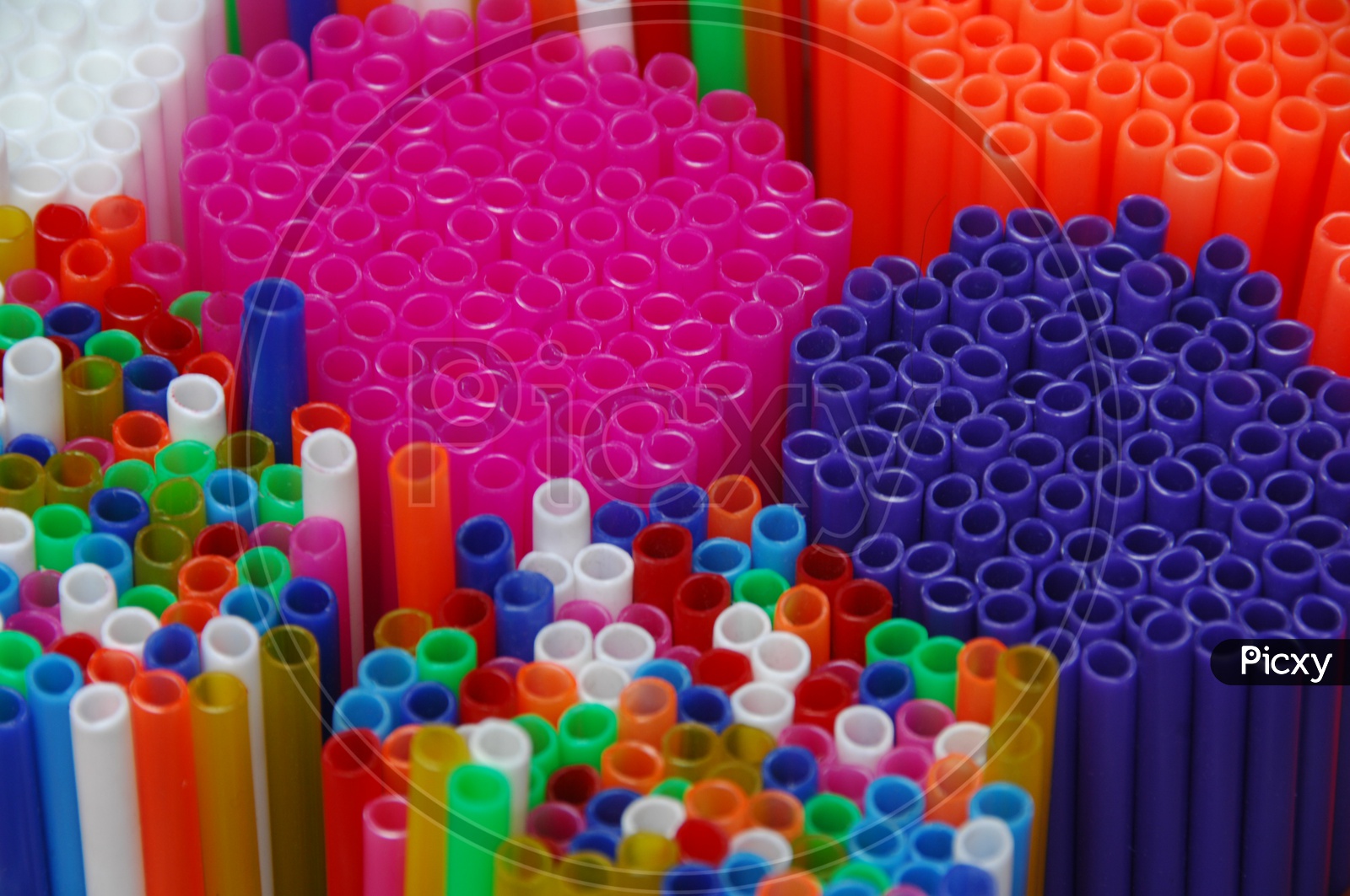 Bunch of multi colour straws