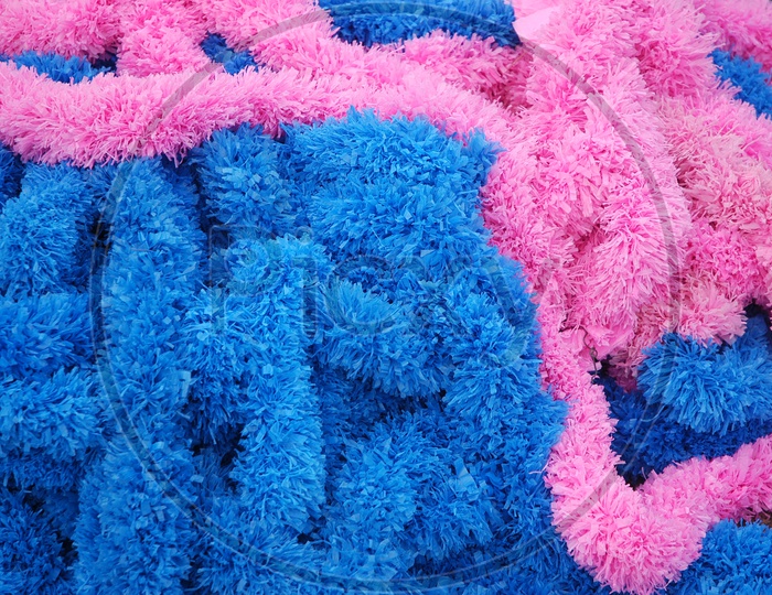 Blue and pink colour decorative floral design