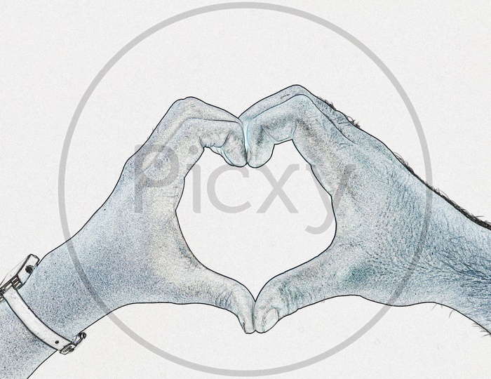 Image of Sketch of hands making a heart shape-IQ234032-Picxy