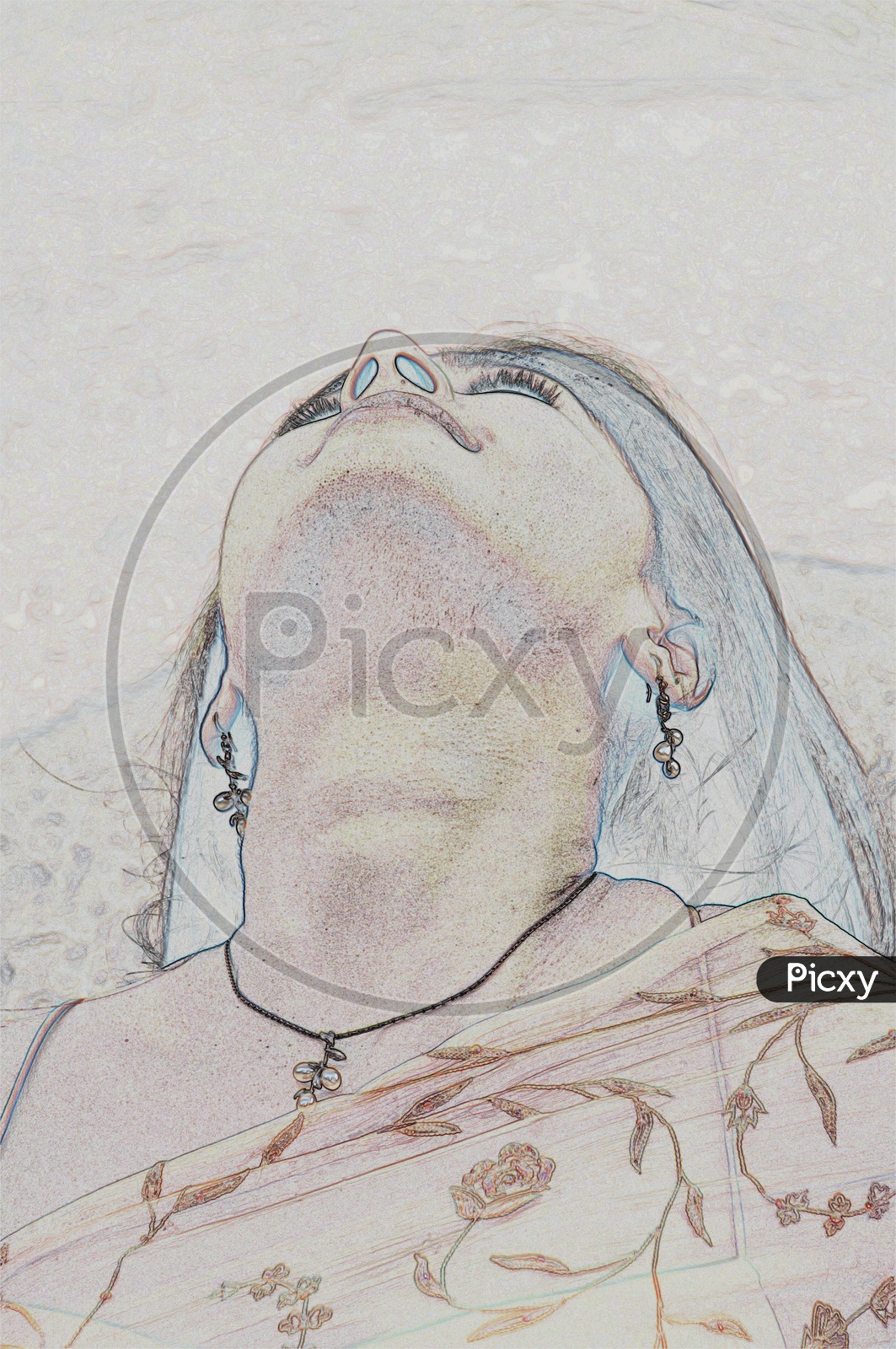 Sketch of an Indian woman neck