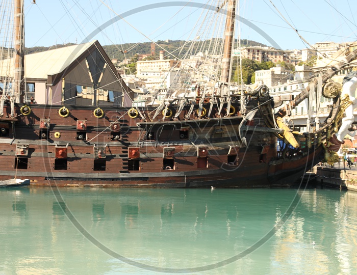 A brown ship