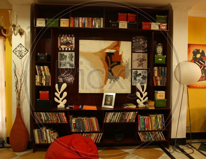 Book shelf in a room