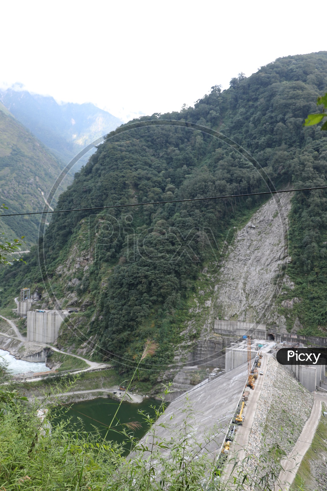 Dam under construction in the mountains in Sikkim