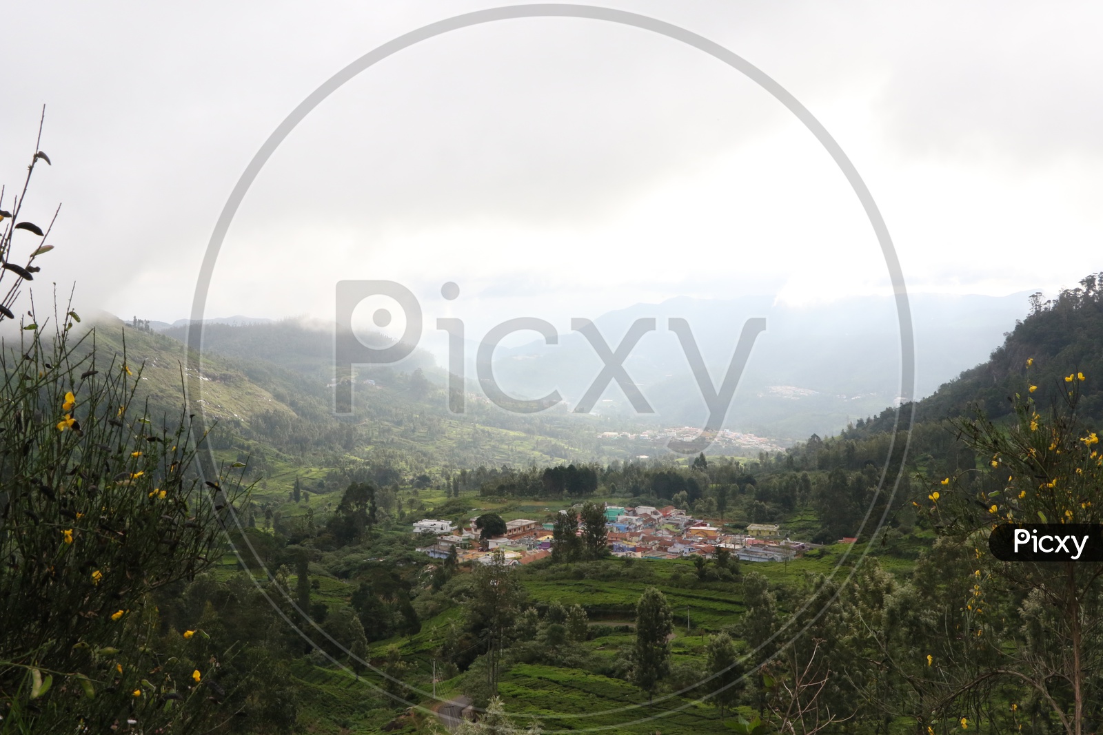 Aerial View of a Village in Ooty Valley From a Hill top
