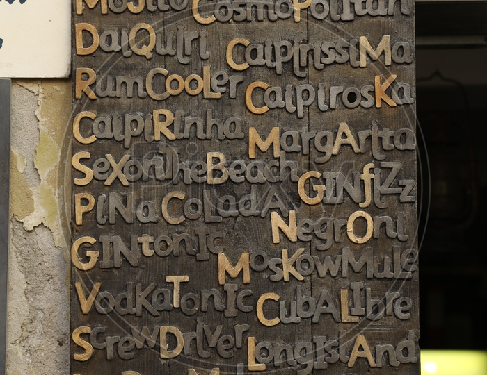Cocktails Name Board