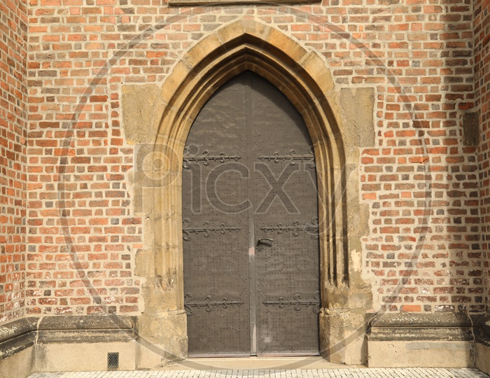 Arch shaped wooden door