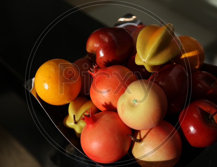 artificial Fruits in a Basket on a table