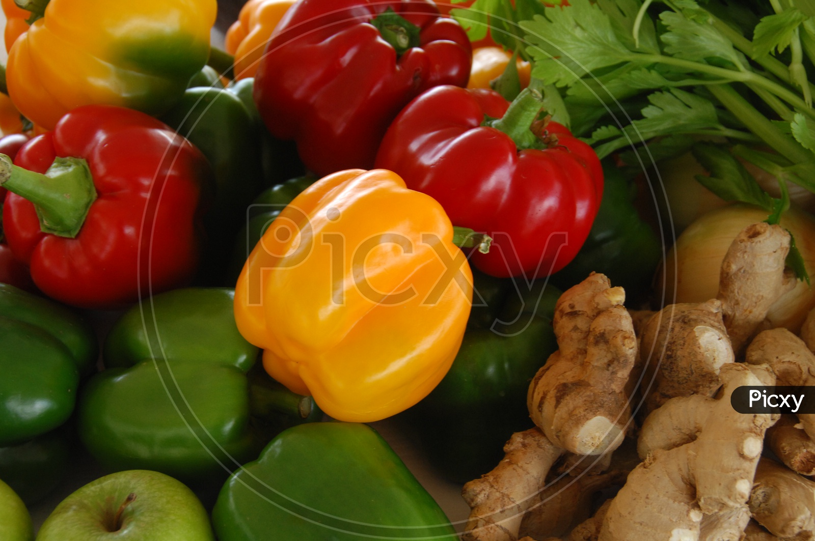 Fresh Fruits and vegetables on dining table