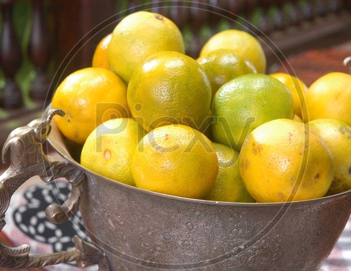 Citrus Fruit or Sweet Lemon in a Bowl