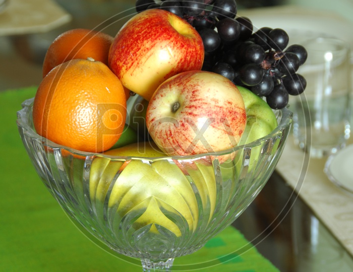 Photograph of Fruits in a Glass Bowl