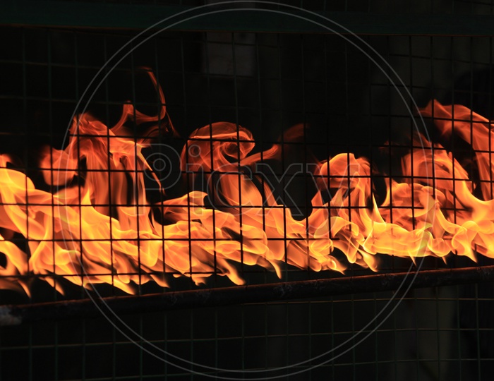 Photograph of Fire flames on a black background